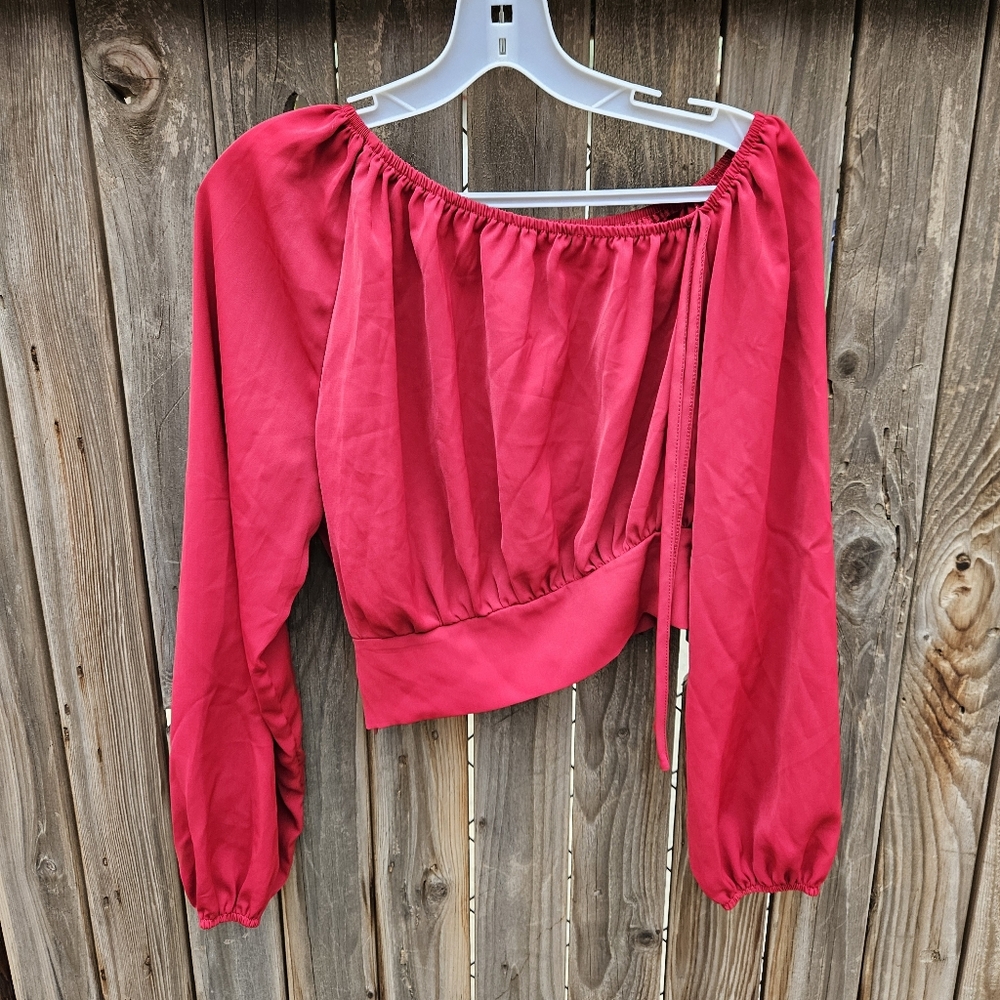Elegant Off-Shoulder Red Women's Top Size S